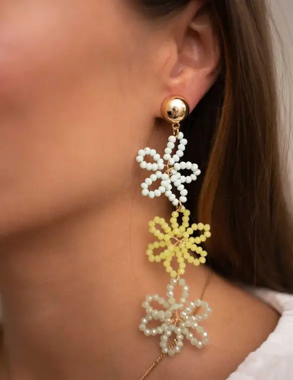 My Jewellery Earring statement 3 flowers green MJ10070