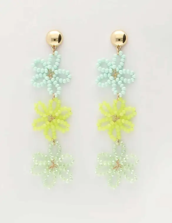 My Jewellery Earring statement 3 flowers green MJ10070