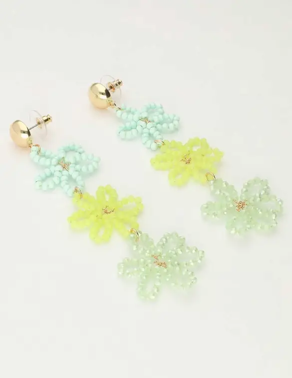 My Jewellery Earring statement 3 flowers green MJ10070