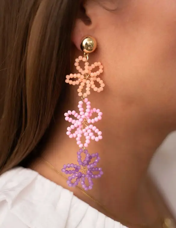 My Jewellery Earring statement 3 flowers lilac MJ10068