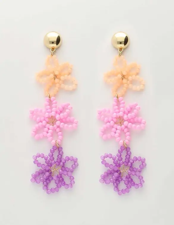 My Jewellery Earring statement 3 flowers lilac MJ10068