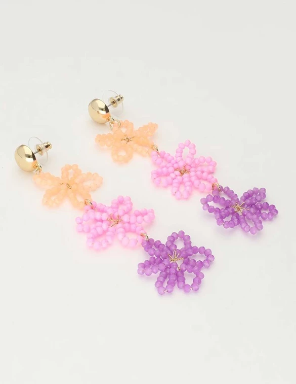 My Jewellery Earring statement 3 flowers lilac MJ10068