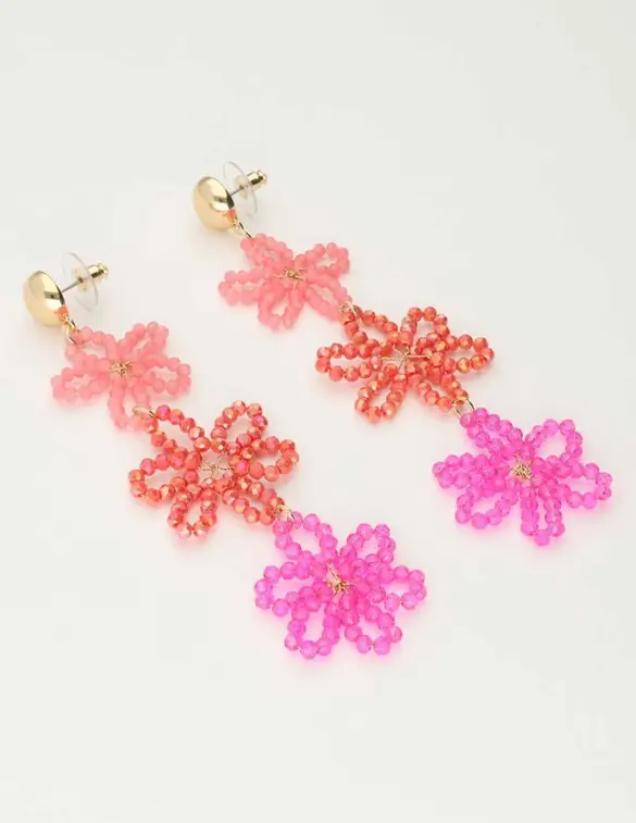 My Jewellery Earring statement 3 flowers pink MJ10066