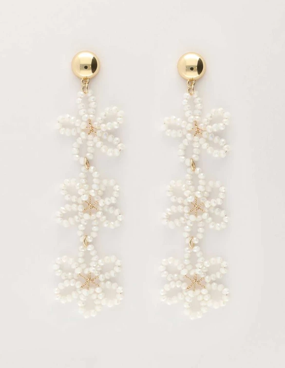 My Jewellery Earring statement 3 flowers white MJ10071