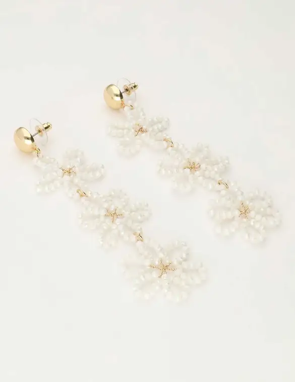 My Jewellery Earring statement 3 flowers white MJ10071