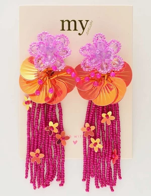My Jewellery Earring statement pink flower strin MJ10504