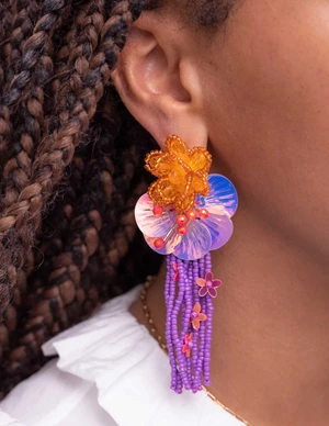 My Jewellery Earring statement purple flower str MJ10505