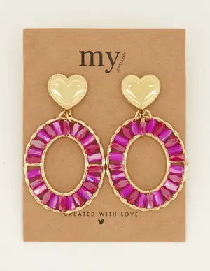 My Jewellery Earring statement with heart pink MJ08044