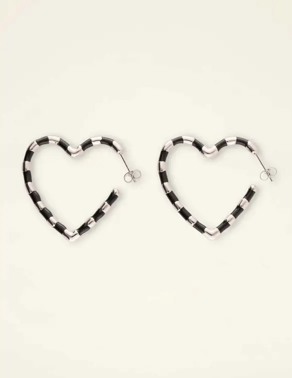 My Jewellery Earrings heart black stripes MJ09161