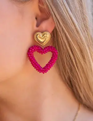 My Jewellery Earrings hearts beaded MJ08149