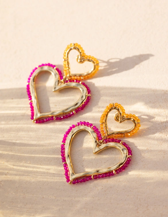 My Jewellery Earrings stmt beaded hearts MJ12623