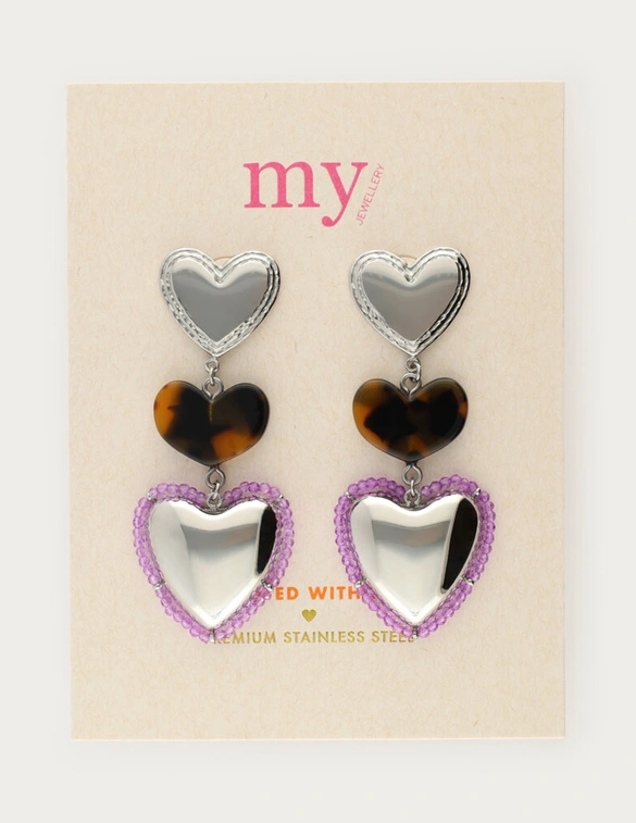 My Jewellery Earrings stmt heart leopard beads MJ12622