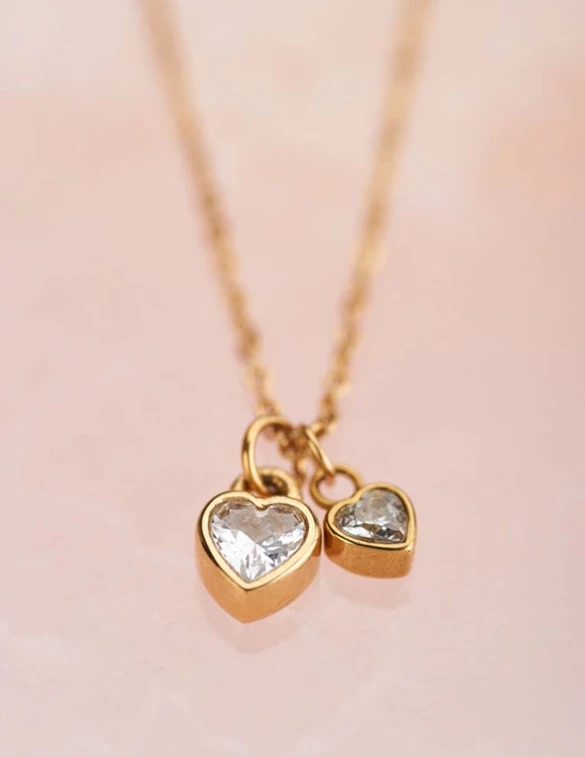 My Jewellery Necklace 2 Heart Stones MJ07080