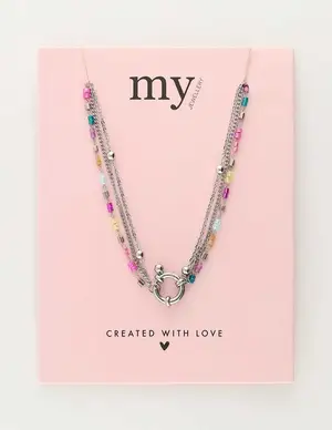 My Jewellery Necklace 3 layers miyuki blue pink MJ10235