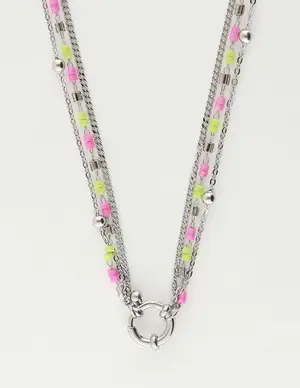 My Jewellery Necklace 3 layers miyuki pink green MJ10238