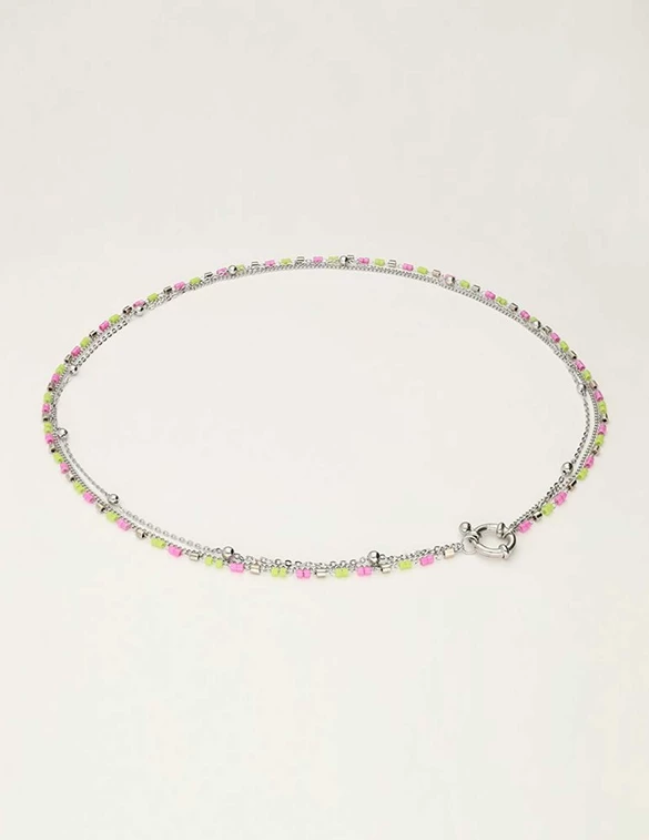 My Jewellery Necklace 3 layers miyuki pink green MJ10238