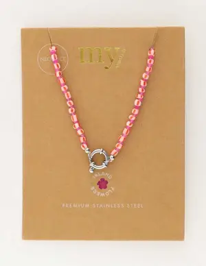 My Jewellery Necklace beads red with lock MJ10729