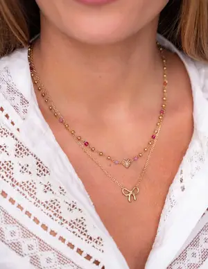My Jewellery Necklace with heart & beads pink MJ10778
