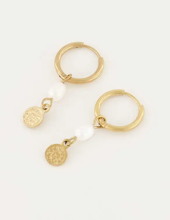 My Jewellery Oorringen parel en munt MJ05377