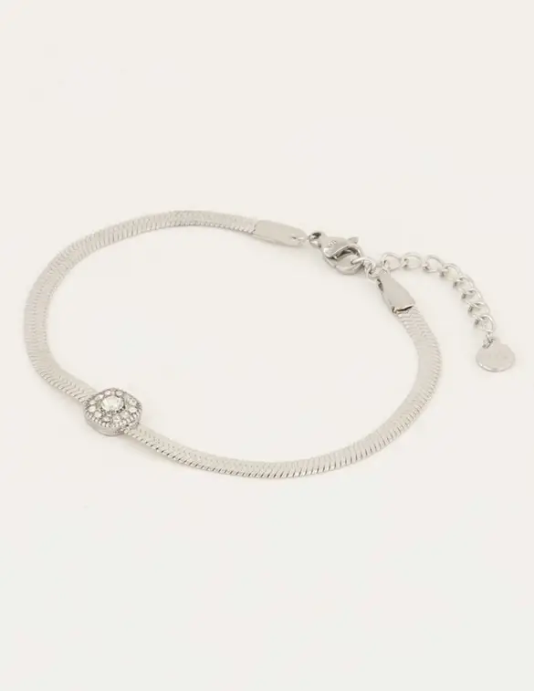 My Jewellery Platte schakelarmband met steentje MJ05547