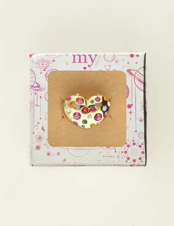 My Jewellery Ring heart multi colour strass MJ09474