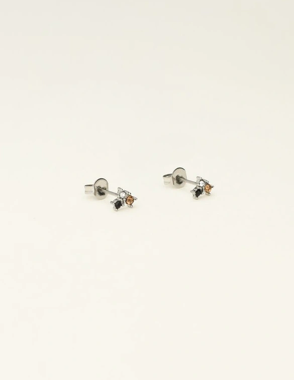 My Jewellery Studs 3 square strass multi black MJ09486