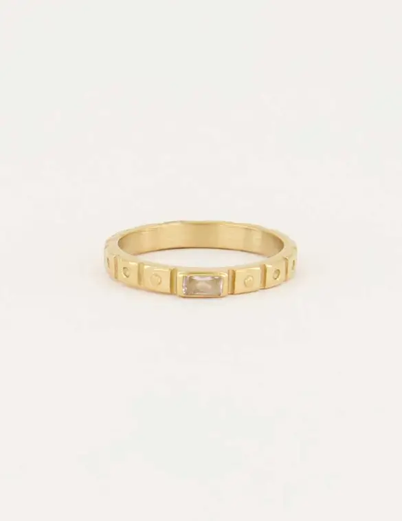 My Jewellery Vintage ring met witte rechthoek MJ05927