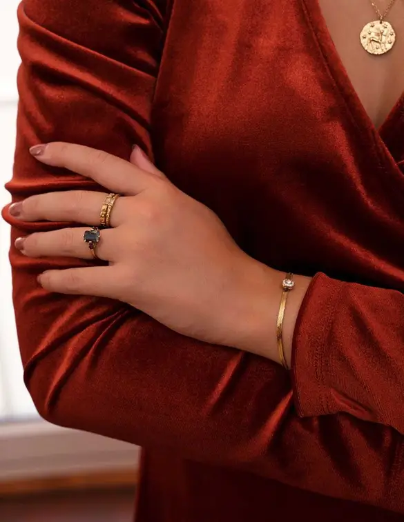 My Jewellery Vintage ring met witte rechthoek MJ05927