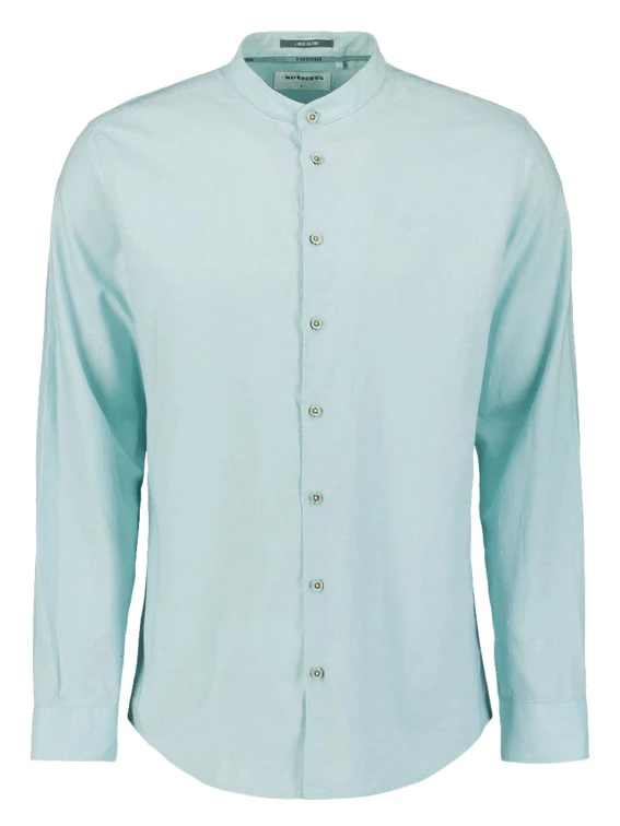 No Excess Shirt Granddad Solid With Linen 27470218SN