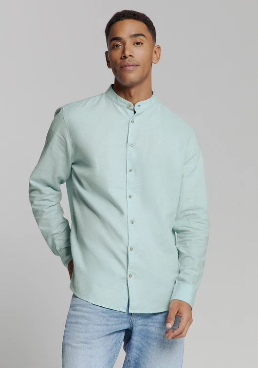 No Excess Shirt Granddad Solid With Linen 27470218SN