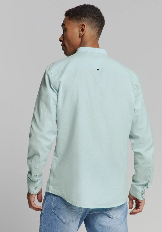 No Excess Shirt Granddad Solid With Linen 27470218SN