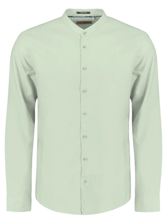 No Excess Shirt Granddad Solid With Linen 27470218SN