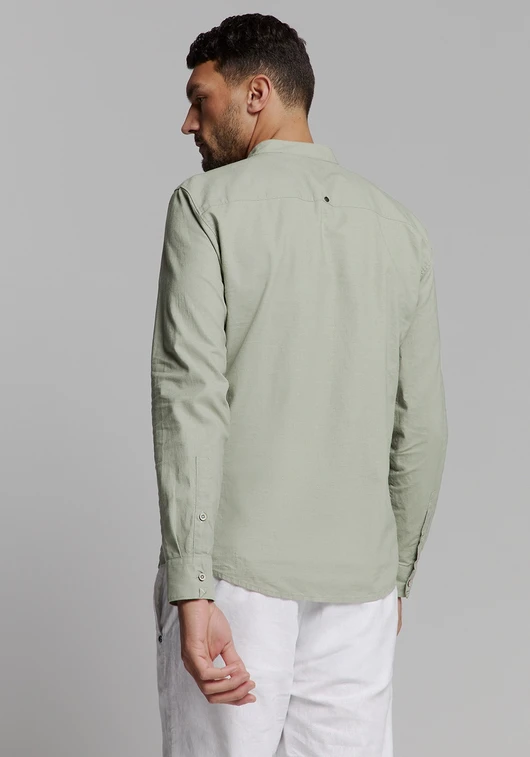 No Excess Shirt Granddad Solid With Linen 27470218SN