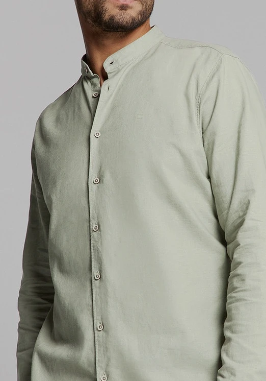 No Excess Shirt Granddad Solid With Linen 27470218SN