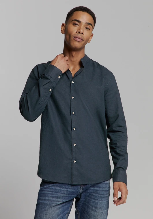 No Excess Shirt Granddad Solid With Linen 27470218SN