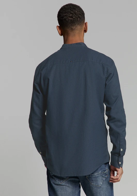 No Excess Shirt Granddad Solid With Linen 27470218SN