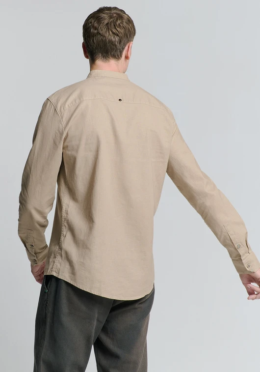 No Excess Shirt Granddad Solid With Linen 27470218SN