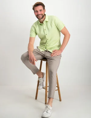 No Excess Shirt Short Sleeve Linen Solid 15490308