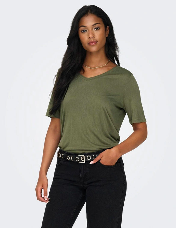 Only ONLELISE S/S V-NECK TOP JRS 15257390