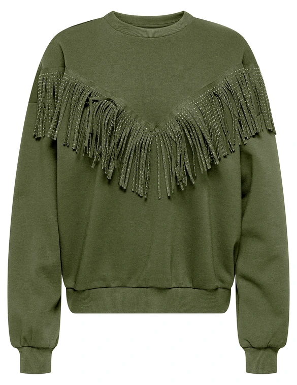 Only ONLFREY L/S O-NECK FRINGE SWT 15334016