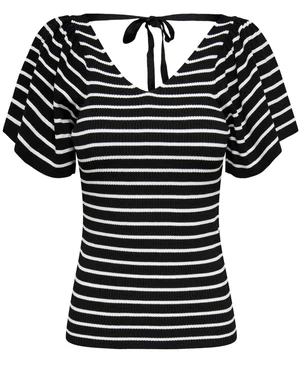 Only ONLLEELO STRIPE SS BACK V-NECK KNT 15283760