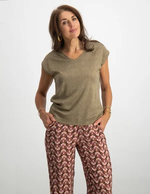 Only onlSILVERY S/S V NECK LUREX TOP JRS 15136069