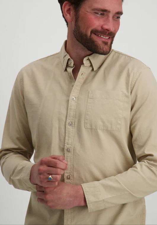 PureWhite Button up shirt with garment dye 24010209
