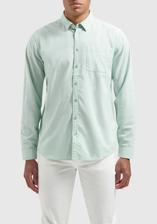 PureWhite Button up shirt with garment dye 24010209