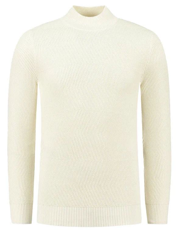 PureWhite jaquard washed mockneck 23030816