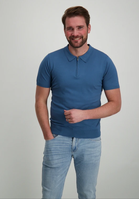 PureWhite Regular fit Polo SS Half Zip Knitwe 25010801