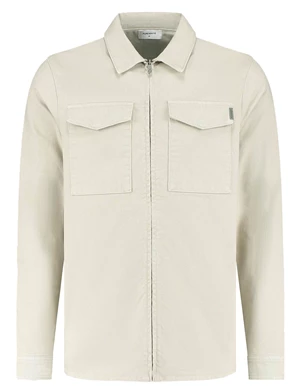PureWhite Twill overshirt with zipper and poc 23010210