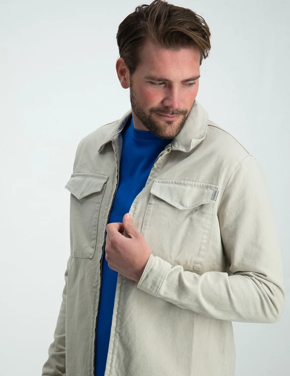 PureWhite Twill overshirt with zipper and poc 23010210