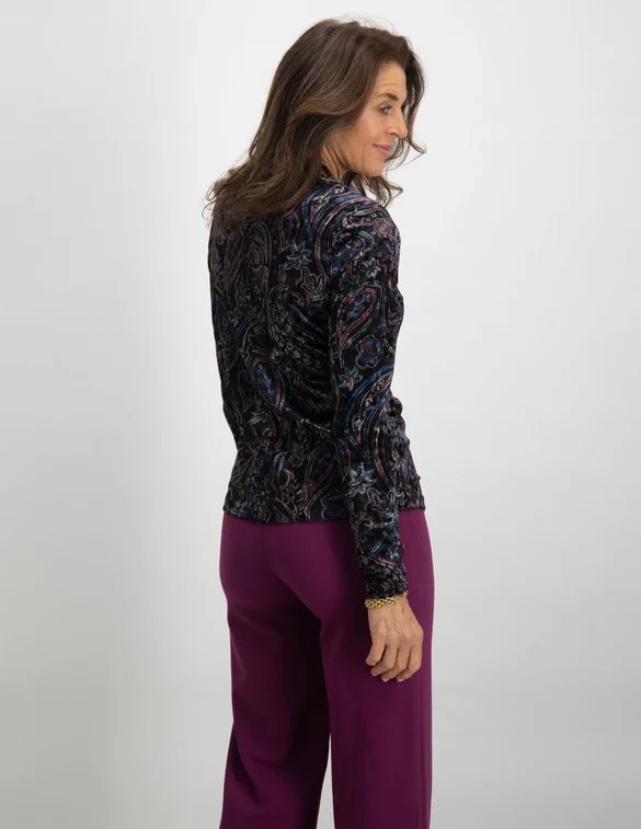 Tramontana Top Velvet Paisley Print C08-10-401