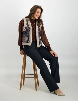 Tramontana Waistcoat Suedine Flower Print Q15-10-802